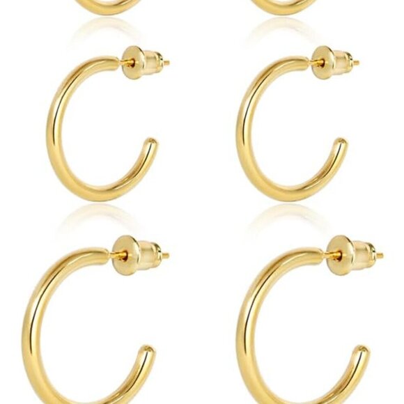 Jewelry - Minimalist Hoop Earrings Set 14K Gold Silver Hypoallergenic Lightweight